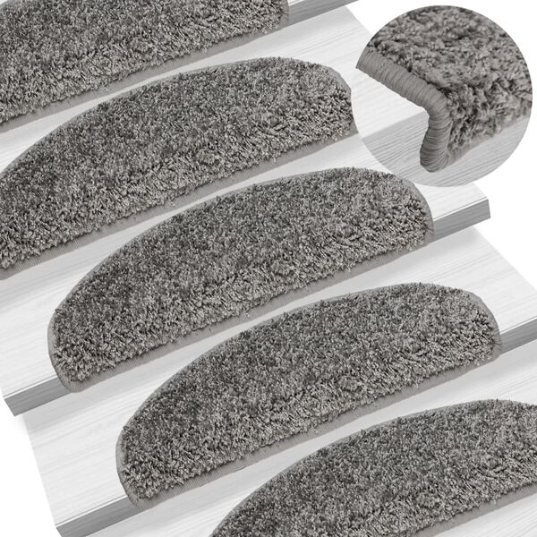 vidaXL Stair Mats 10 pcs 65x21x4 cm Grey Half Round Large