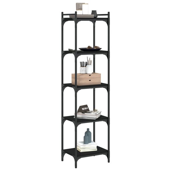 vidaXL Bookcase 5-Tier Black 40x30x154 cm Engineered Wood