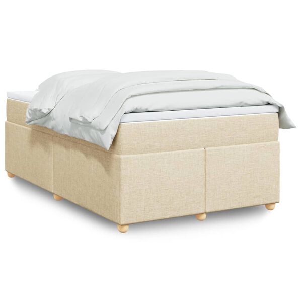 vidaXL Box Spring Bed with Mattress Cream 120x200 cm Fabric