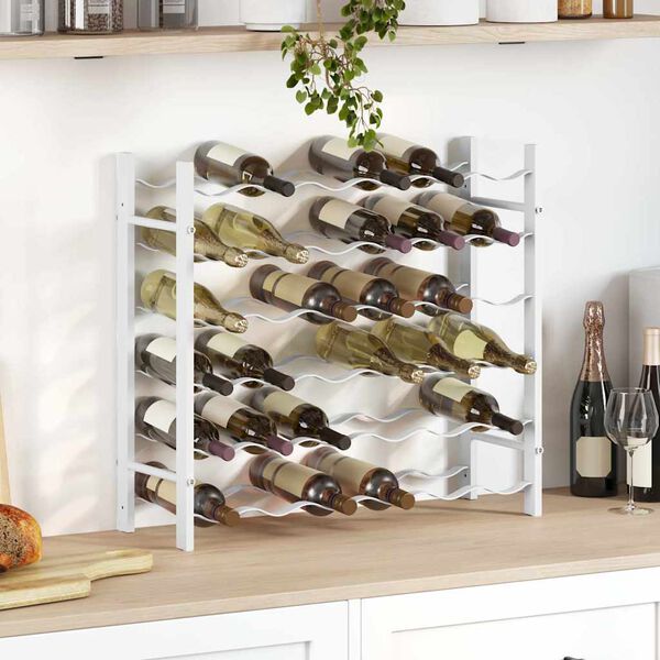 vidaXL Wine Rack for 36 Bottles White Metal