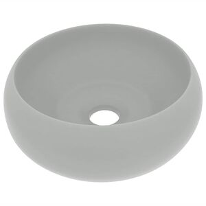 vidaXL Luxury Wash Basin Round Matt Light Grey 40x15 cm Ceramic
