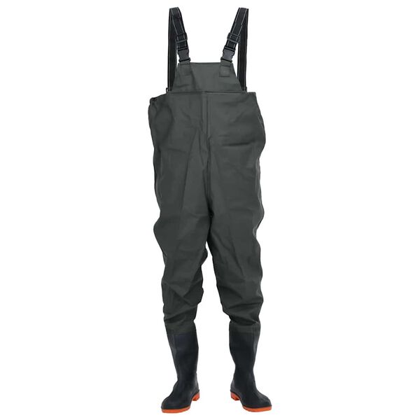 vidaXL Chest Waders with Boots Dark Green Size 43