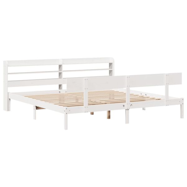 vidaXL Bed Frame without Mattress White 180x200 cm Super King Solid Wood Pine