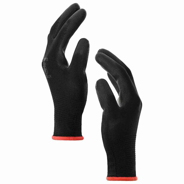 vidaXL Work Gloves 24 pcs Black 7 / S Polyester