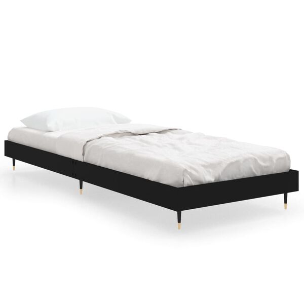 vidaXL Bed Frame without Mattress Black 75x190 cm Small Single Engineered Wood