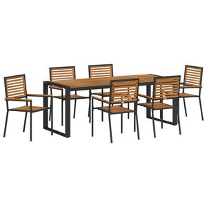 vidaXL Garden Dining Set 7 pcs Black and Brown Poly Rattan