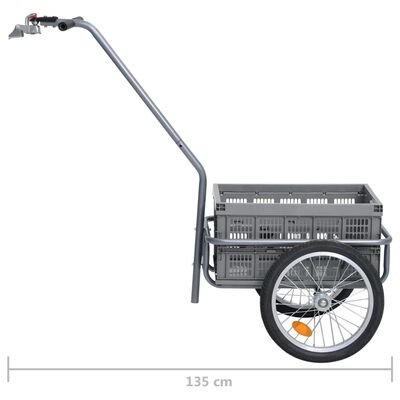 vidaXL Bicycle Cargo Trailer with 50 L Foldable Transportbox Grey 150 kg