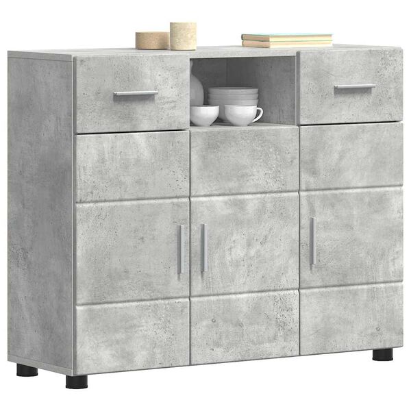 vidaXL Wooden Cabinet with Drawer Concrete Grey 88.5 x 30.5 x 73 cm