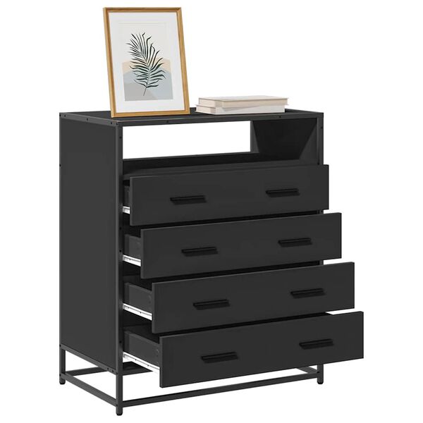 vidaXL Drawer Cabinet Black 70x41x83.5 cm Engineered Wood