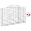 vidaXL Arched Gabion Baskets 5 pcs 200x30x120/140 cm Galvanised Iron