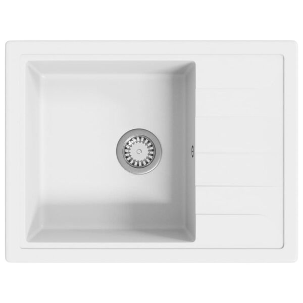 vidaXL Kitchen Sink with Overflow Hole Oval White Granite