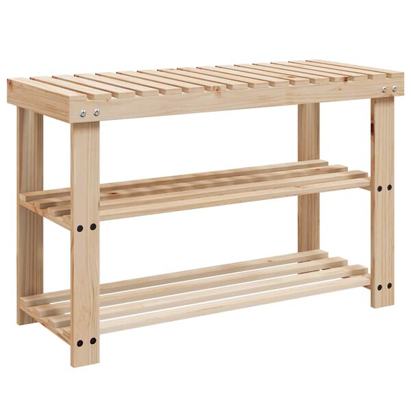 vidaXL 2-in-1 Shoe Rack with Bench Top Solid Fir Wood