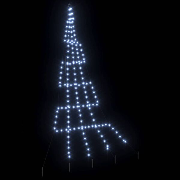 vidaXL LED Christmas Tree with Ground Spikes Cool White 300 cm Metal