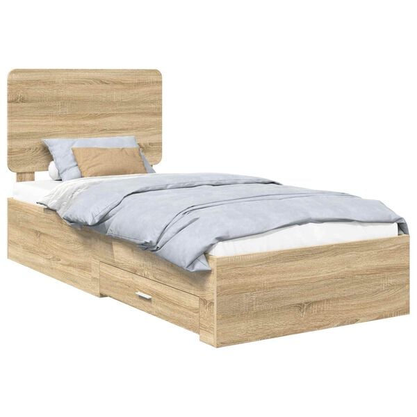 vidaXL Bed Frame with Drawer Sonoma Oak 100 x 200 cm Engineered Wood
