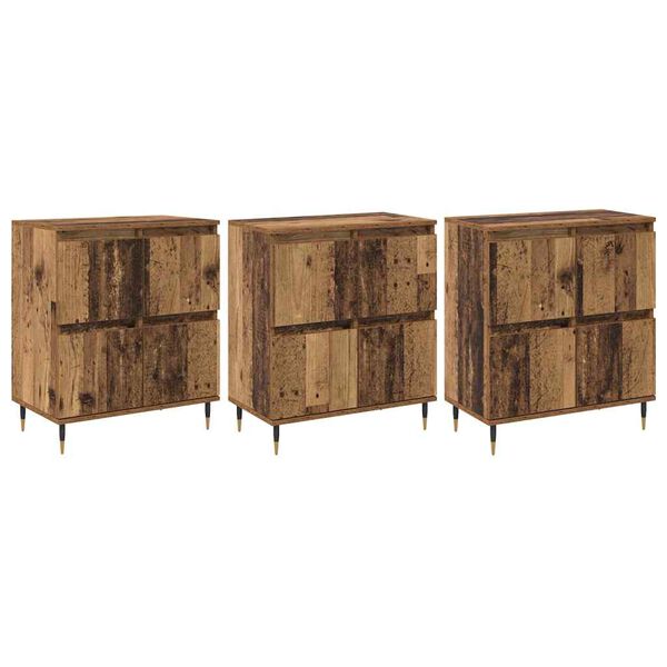vidaXL Storage Cabinet 3 pcs Old Wood 60 x 35 x 70 cm