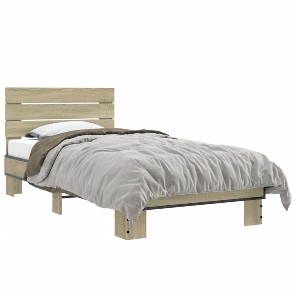 vidaXL Bed Frame without Mattress Sonoma Oak 75x190 cm Small Single
