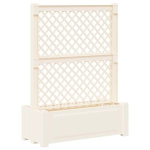 vidaXL Big Planter with Trellis White 99.5 x 43 x 133.5 PP