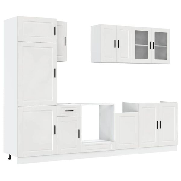 vidaXL 8 Piece Kitchen Cabinet Set Porto High Gloss White Engineered Wood