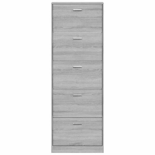 vidaXL Shoe Cabinet Grey Sonoma 59x17x169 cm Engineered Wood