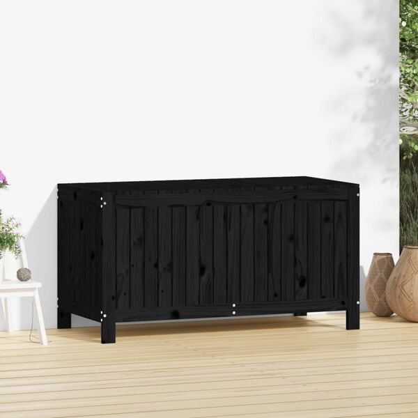 vidaXL Garden Storage Box Black 121x55x64 cm Solid Wood Pine