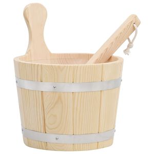 vidaXL Sauna Bucket and Ladle Set Solid Wood Pine