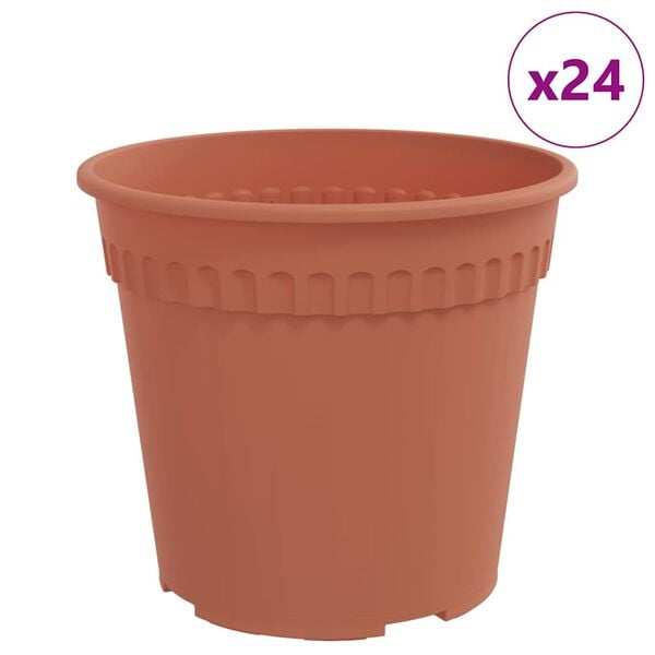 vidaXL Round Flower Pot 24 pcs Brick Red &Oslash; 19 x 16 cm Plastic