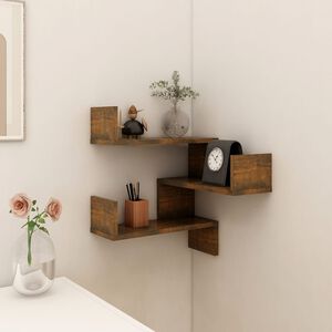 vidaXL Wall corner shelves Wall-Mounted Smoked Oak 40 x 40 x 49.5 cm