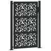 vidaXL Garden Gate Black 100x150 cm Steel Leaf Design