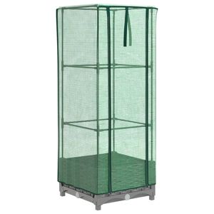 vidaXL Garden Planter with Greenhouse Cover&Wheels Light Grey PP