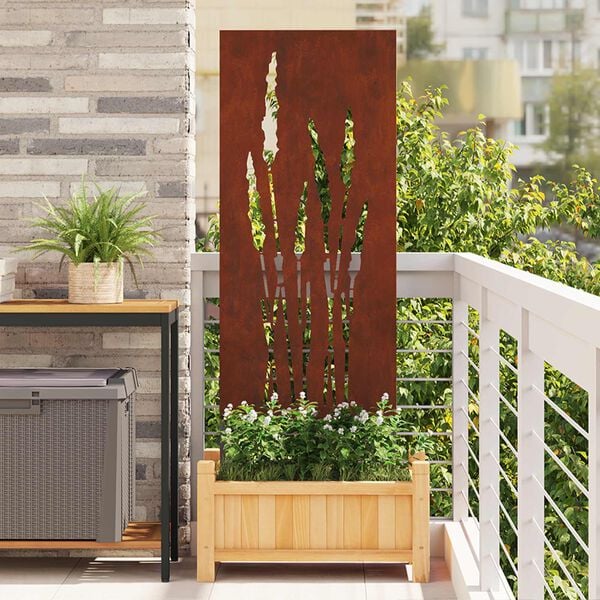 vidaXL Garden Privacy Screen Floral Rusty 50 x 140 cm Weathering steel