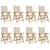 vidaXL Reclining Folding Chairs 8 pcs Beige Poly Rattan and Solid Wood