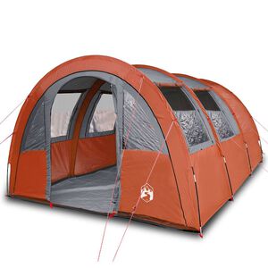 vidaXL Camping Tent Tunnel 4-Person Orange Waterproof