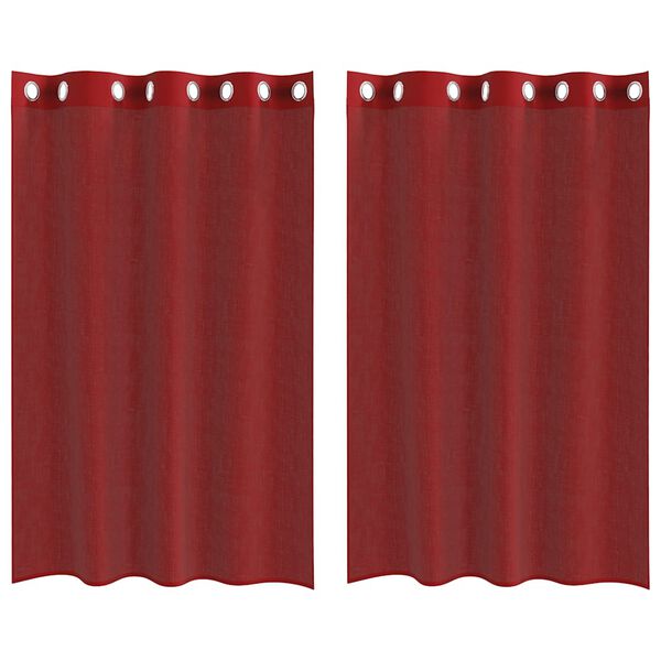 vidaXL Voile Curtains with Grommets 2 pcs Wine Red