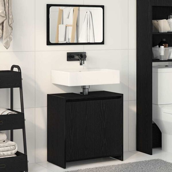 vidaXL Bathroom Cabinet Black Oak 60 x 33 x 60 cm Engineered Wood
