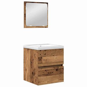 vidaXL Bathroom Furniture Set 2 pcs Old Wood and White Engineered Wood