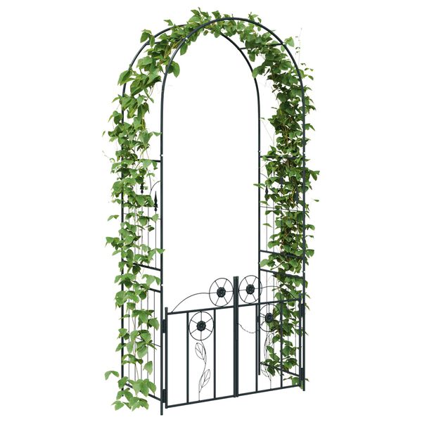 vidaXL Garden Arch with Lock Black 102 x 50 x 218 cm