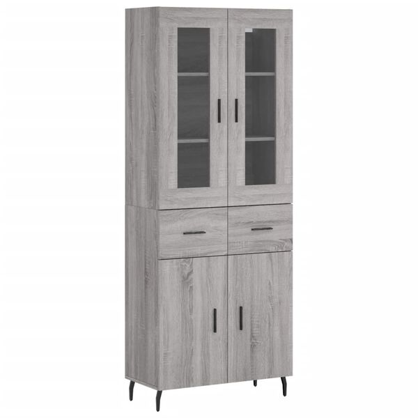 vidaXL Highboard Grey Sonoma 69.5x34x180 cm Engineered Wood