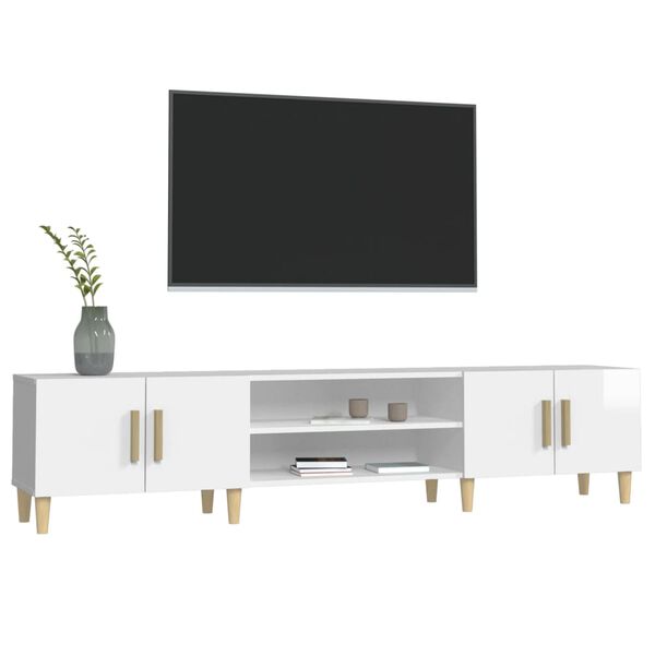 vidaXL TV Cabinet High Gloss White 180x31.5x40 cm Engineered Wood