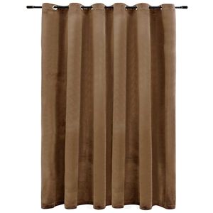 vidaXL Blackout Curtain with Metal Rings Velvet Beige 290x245 cm