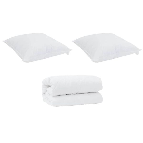 vidaXL Duvet with Pillows with Pillow 3 pcs White Microfiber