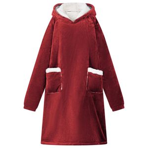vidaXL Blanket Hoodie Bordeaux Red M Fleece and Flannel