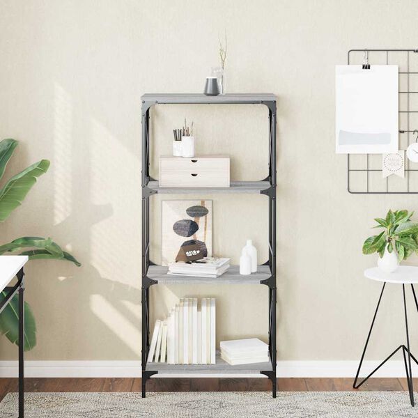 vidaXL Bookcase 4-Tier Grey Sonoma 59x35x132 cm Engineered Wood