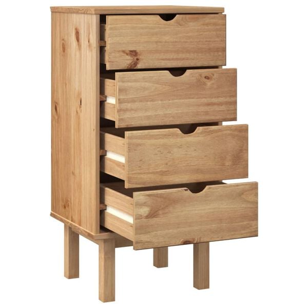 vidaXL Drawer Cabinet OTTA 45x39x90cm Solid Wood Pine