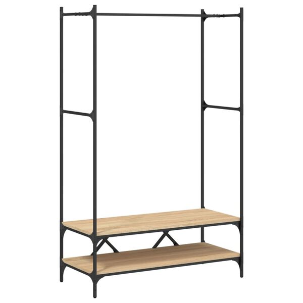 vidaXL Clothes Rack with Shelves Sonoma Oak Engineered Wood