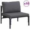 vidaXL Garden Sofa Set with Cushion 13 pcs Black Steel
