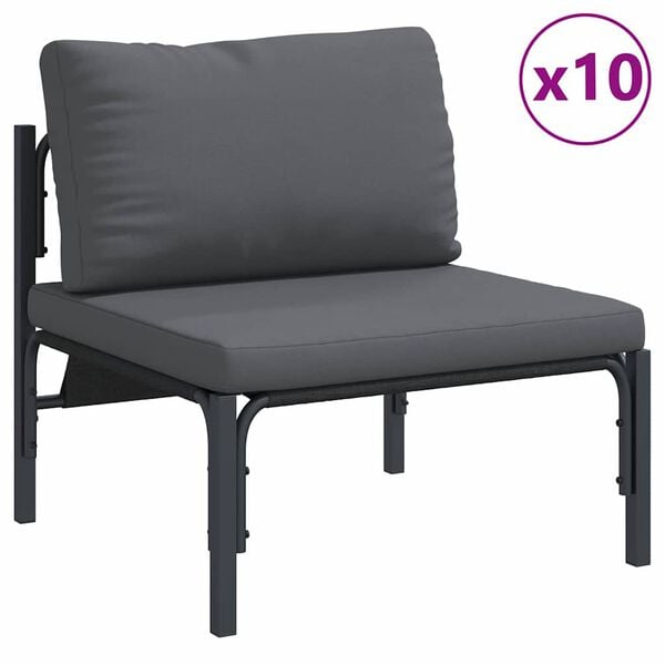 vidaXL Garden Sofa Set with Cushion 13 pcs Black Steel