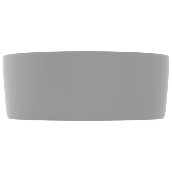 vidaXL Luxury Wash Basin Round Matt Light Grey 40x15 cm Ceramic