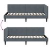 vidaXL Corner Bed Frame Dark Grey 100 cm x 200 cm Velvet