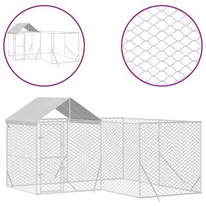 vidaXL Outdoor Dog Kennel with Roof Silver 4x4x2.5 m Galvanised Steel