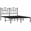 vidaXL Metal Bed Frame without Mattress with Headboard Black 135x190cm